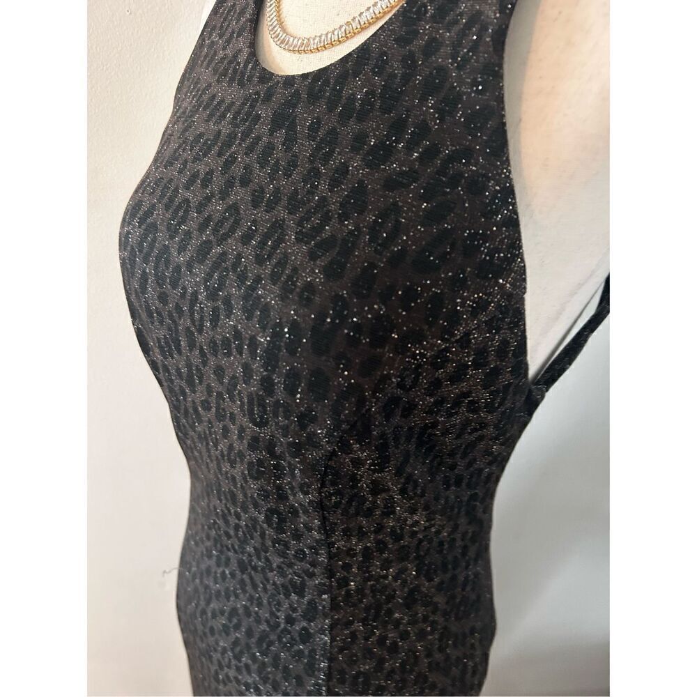 Susan roselli for vijack animal print sparkly long dress maxi size 10 with split - Picture 2 of 9